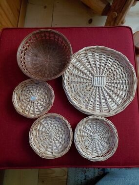 Natural Woven Basket Set in Light Beige - Decorative Storage